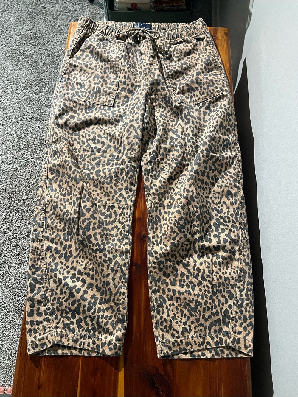 Leopard barrel leg pants